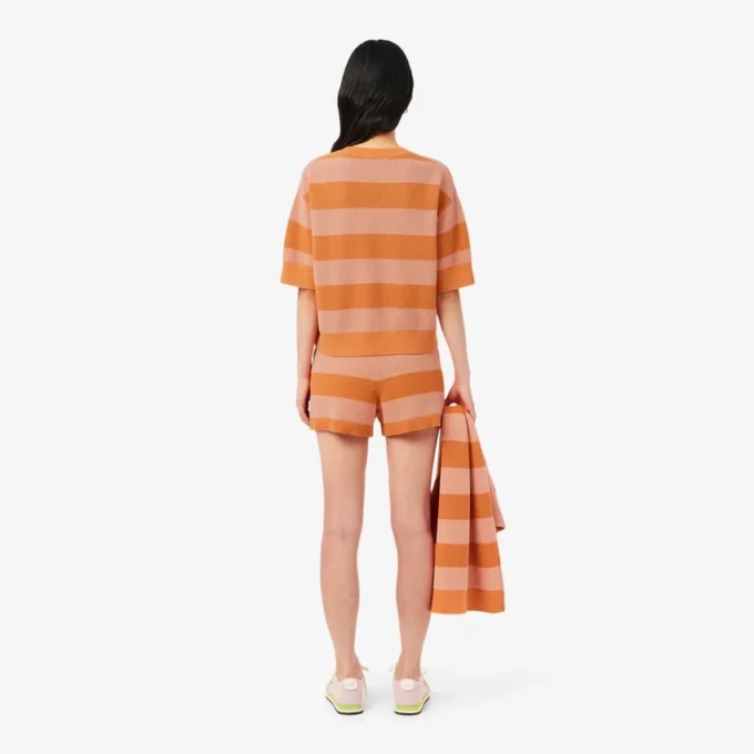 Gestreifte Mesh-Strick-Shorts