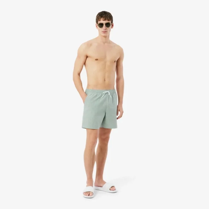 Gestreifte, strukturierte Retroshorts in mittlerer Länge für Herren