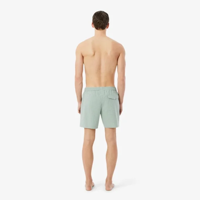 Gestreifte, strukturierte Retroshorts in mittlerer Länge für Herren
