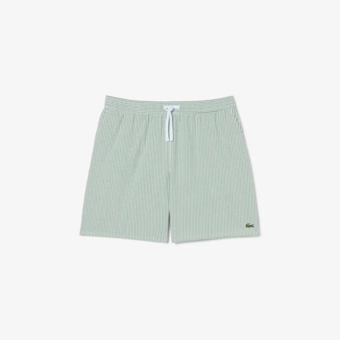 Gestreifte, strukturierte Retroshorts in mittlerer Länge für Herren
