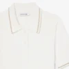 Gestreifter Pullover mit Zopfmuster und Poloshirt-Kragen