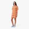 Gestreiftes T-Shirt-Kleid aus Mesh-Strick