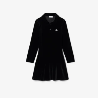 Glänzendes Stretch-Velours-Poloshirt für Mädchen