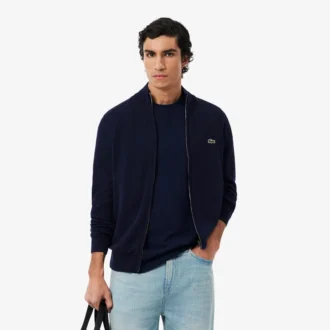 Herren-Baumwollpullover mit Reißverschluss und hohem Kragen