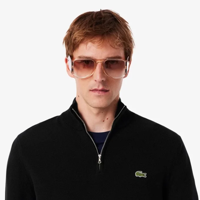 Herren-Baumwollpullover mit Reißverschluss und hohem Kragen