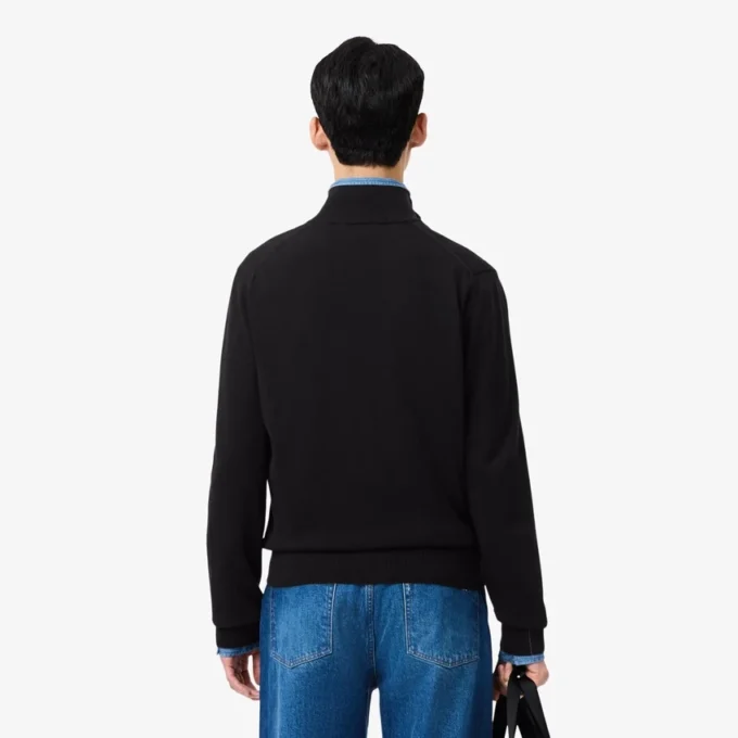 Herren-Baumwollpullover mit Reißverschluss und hohem Kragen
