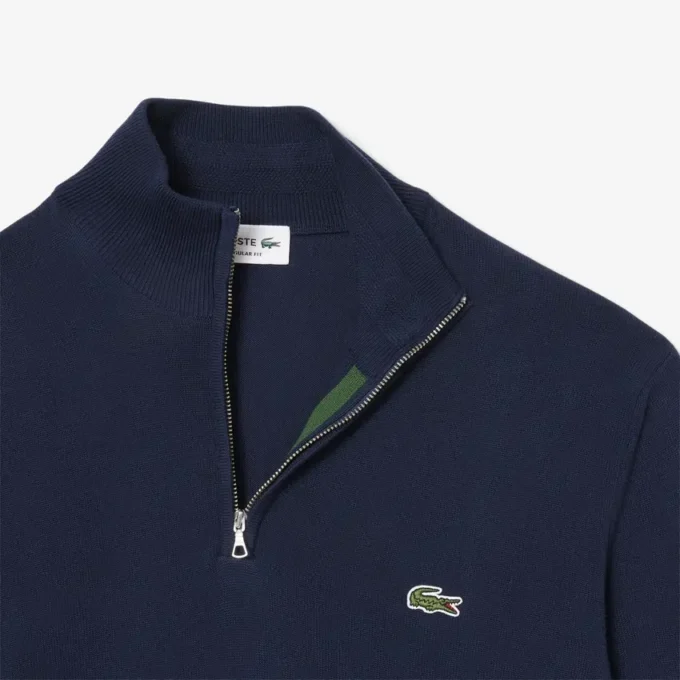 Herren-Baumwollpullover mit Reißverschluss und hohem Kragen