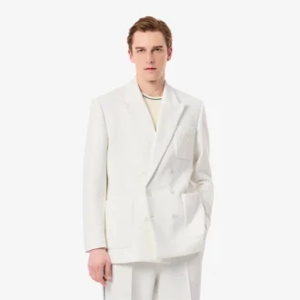 Herren-Blazer mit doppelter Knopfleiste und gesticktem Heritage-Emblem