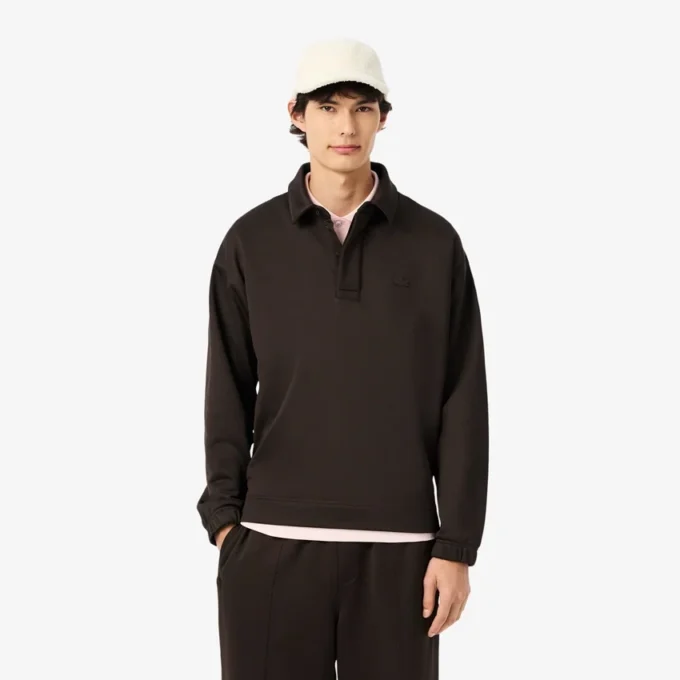 Herren-Fleece-Poloshirt in lockerer Passform