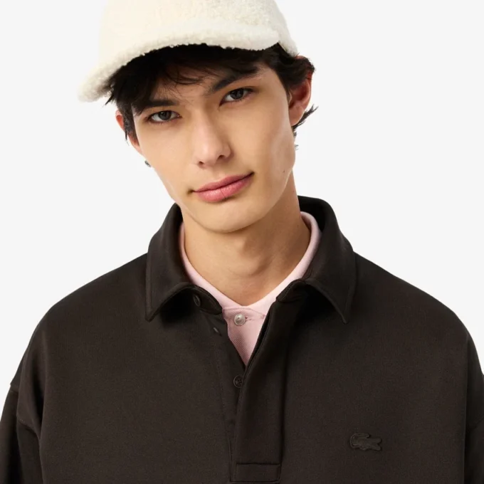 Herren-Fleece-Poloshirt in lockerer Passform