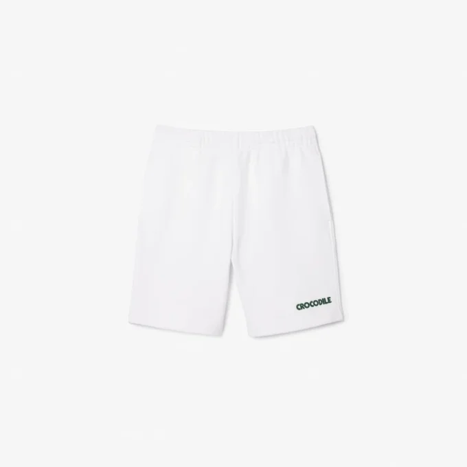 Herren-Fleece-Shorts mit Regular-Fit und Text-Stickerei