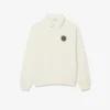 Herren-Fleece-Sweatshirt mit Polo-Kragen in lockerer Passform