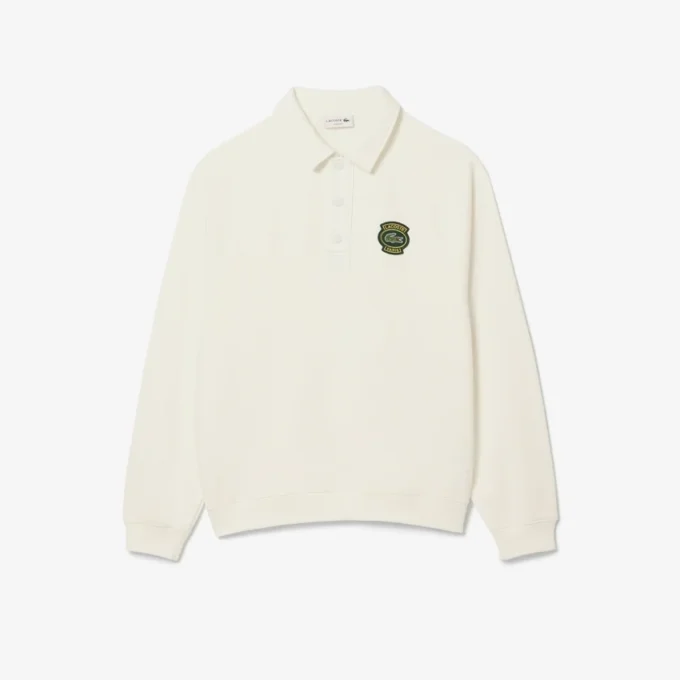 Herren-Fleece-Sweatshirt mit Polo-Kragen in lockerer Passform