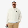 Herren-Fleece-Sweatshirt mit Polo-Kragen in lockerer Passform