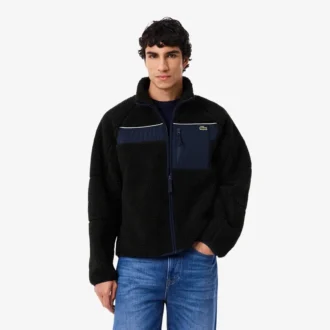 Herren-Fleecejacke mit Farbblock-Design