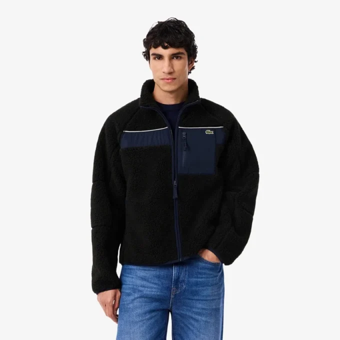 Herren-Fleecejacke mit Farbblock-Design