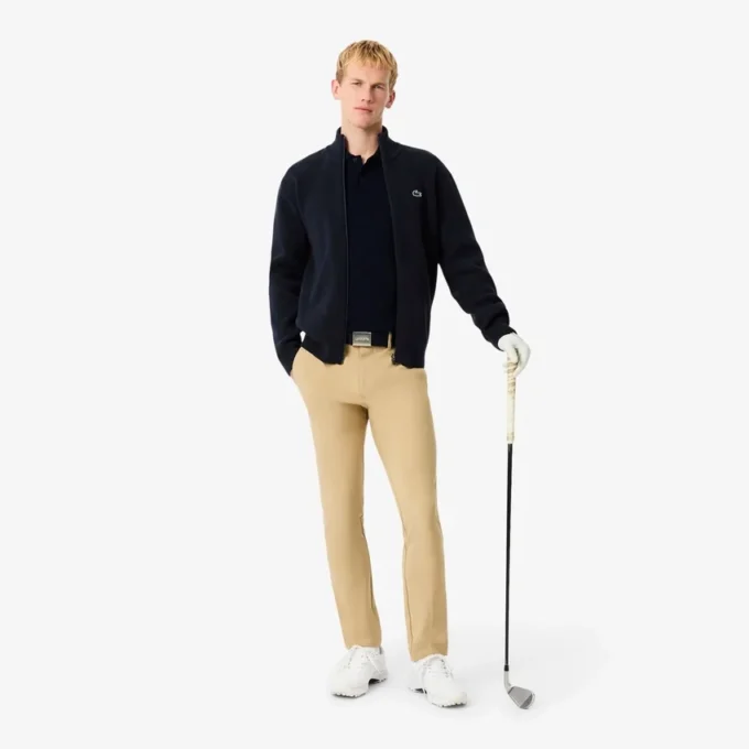 Herren-Golfpullover aus geripptem Strick mit Reißverschluss