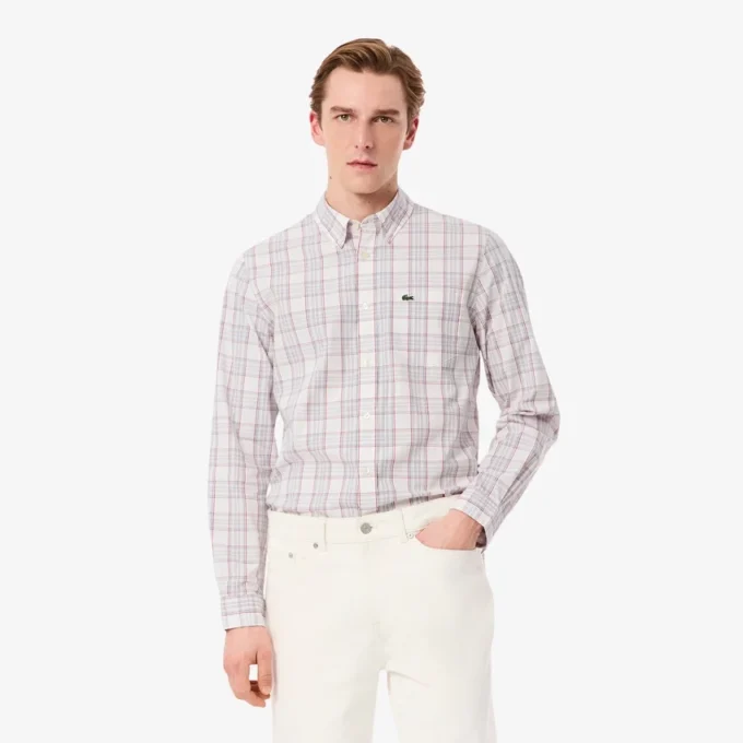 Herren-Hemd mit schmaler Passform aus Stretch-Karostoff