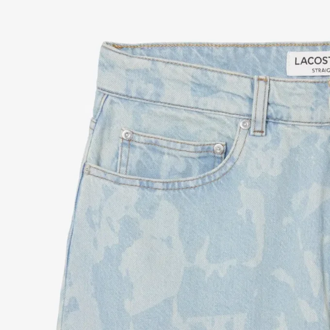 Herren-Jeans aus Denim mit geradem Schnitt und Print-Motiv