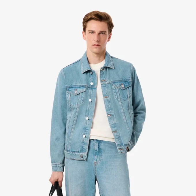 Herren-Jeansjacke mit Krokodil-Logo