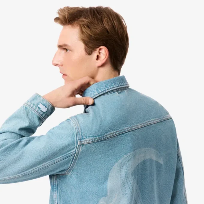 Herren-Jeansjacke mit Krokodil-Logo