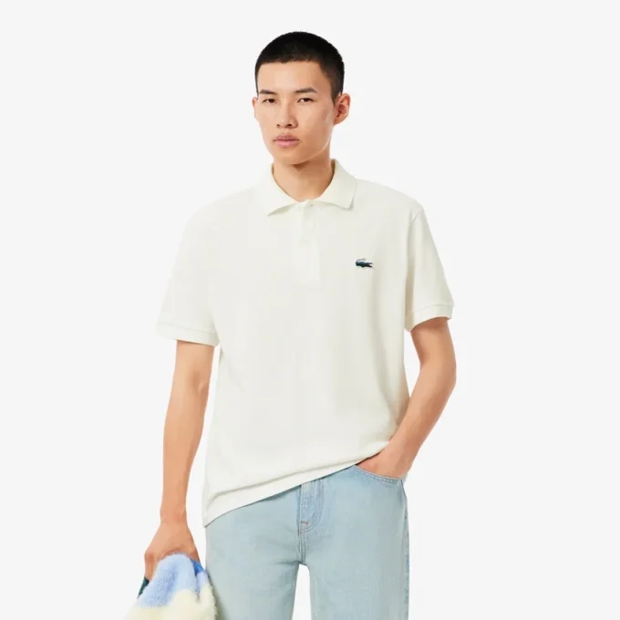 Herren-Poloshirt in klassischer Passform mit Krokodil-Piqué-Muster