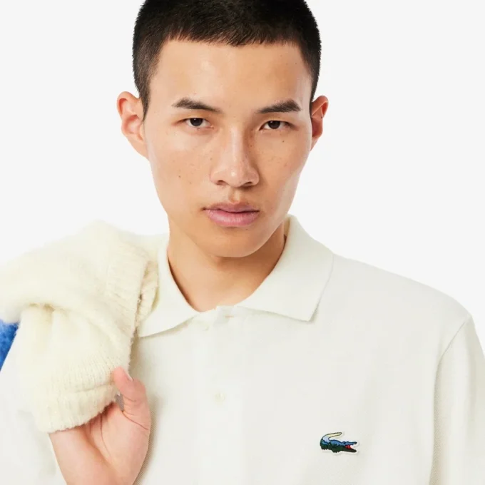 Herren-Poloshirt in klassischer Passform mit Krokodil-Piqué-Muster