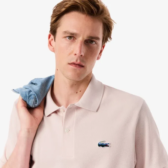 Herren-Poloshirt in klassischer Passform mit Krokodil-Piqué-Muster