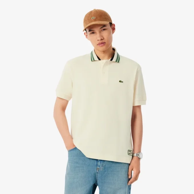 Herren-Poloshirt „Made in France“ mit klassischer Passform und gestreiftem Kragen