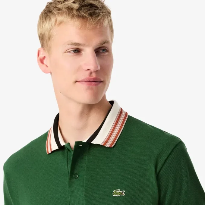 Herren-Poloshirt „Made in France“ mit klassischer Passform und gestreiftem Kragen