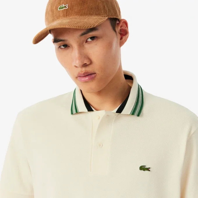 Herren-Poloshirt „Made in France“ mit klassischer Passform und gestreiftem Kragen
