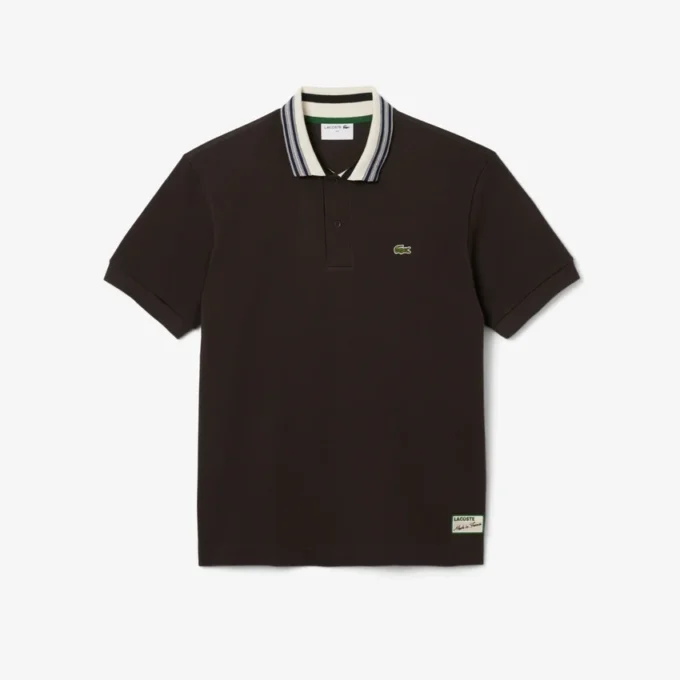 Herren-Poloshirt „Made in France“ mit klassischer Passform und gestreiftem Kragen