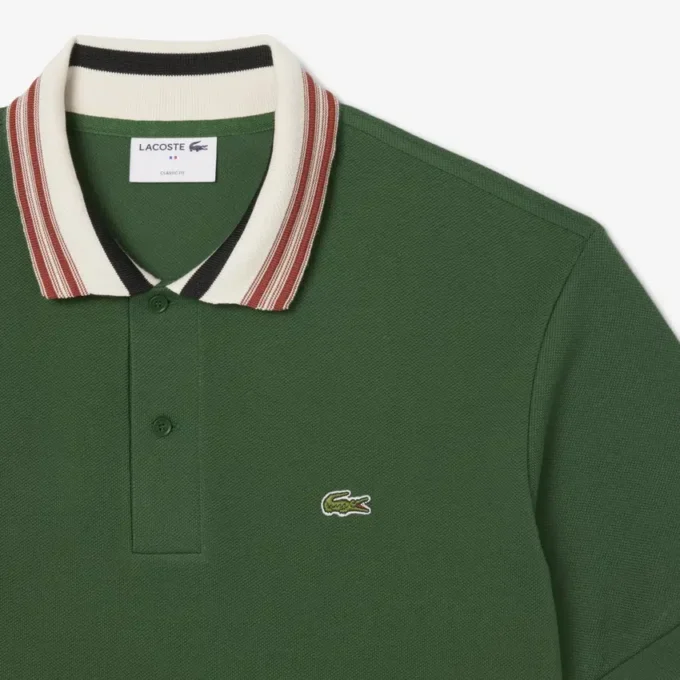 Herren-Poloshirt „Made in France“ mit klassischer Passform und gestreiftem Kragen