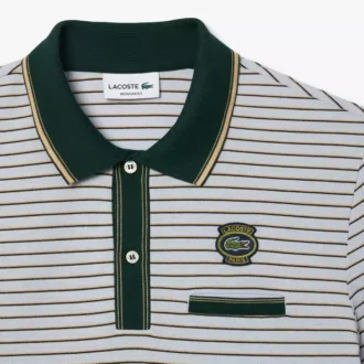 Herren-Poloshirt mit gerader Passform und Streifenmuster aus Mini-Piqué