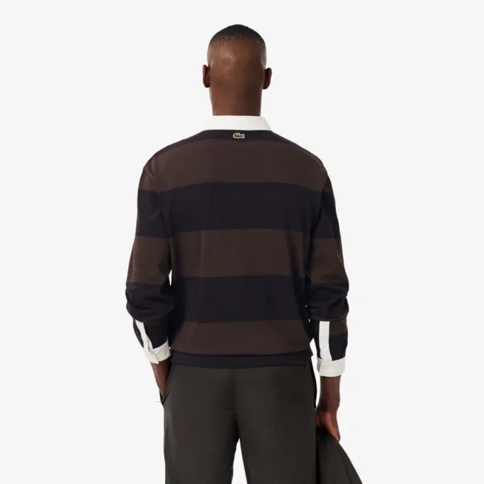 Herren-Poloshirt mit gestreiftem Muster und lockerer Passform