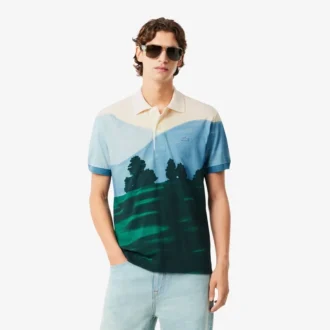 Herren-Poloshirt mit klassischer Passform und Petit-Piqué-Print