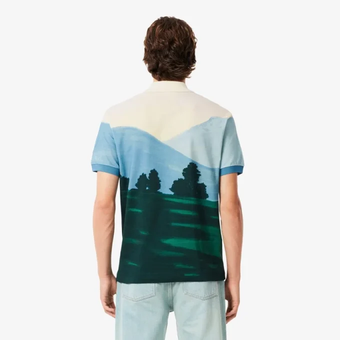 Herren-Poloshirt mit klassischer Passform und Petit-Piqué-Print
