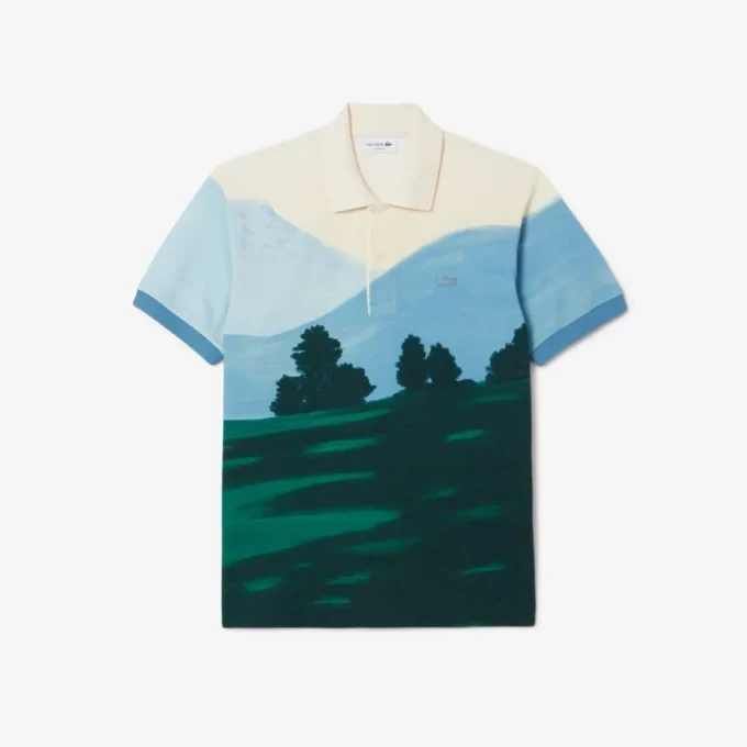 Herren-Poloshirt mit klassischer Passform und Petit-Piqué-Print