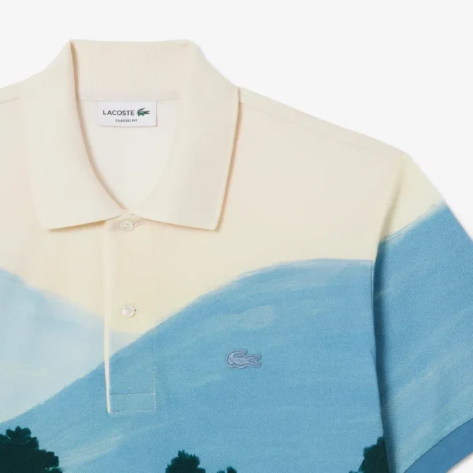 Herren-Poloshirt mit klassischer Passform und Petit-Piqué-Print