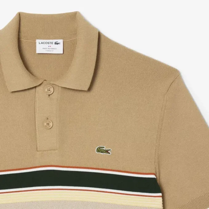 Herren-Poloshirt mit Kragen, gestreift, hergestellt in Frankreich