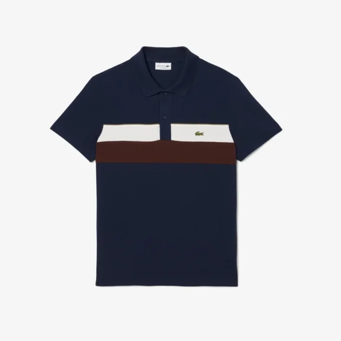 Herren-Poloshirt mit Regular Fit und Colorblock-Design aus Petit Piqué