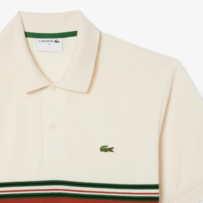 Herren-Poloshirt mit Streifen in klassischer Passform, hergestellt in Frankreich