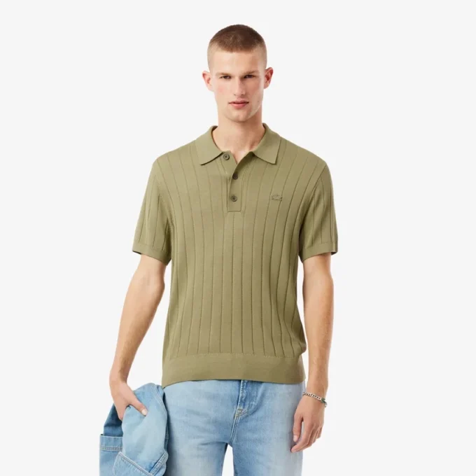Herren-Poloshirts mit geripptem Strickkragen