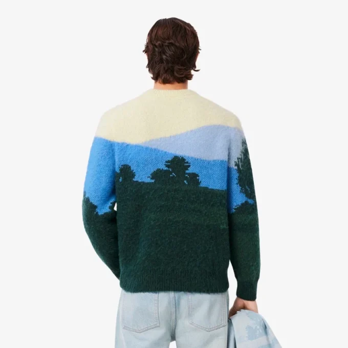 Herren-Pullover aus Alpaka-Wolle mit Landschaftsmotiv