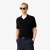 Herren-Pullover aus Baumwoll-Blend mit offenem Polokragen