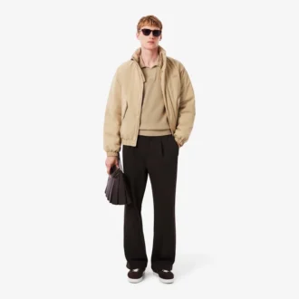 Herren-Pullover aus Baumwoll-Blend mit offenem Polokragen