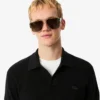 Herren-Pullover aus Baumwoll-Blend mit offenem Polokragen