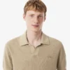 Herren-Pullover aus Baumwoll-Blend mit offenem Polokragen
