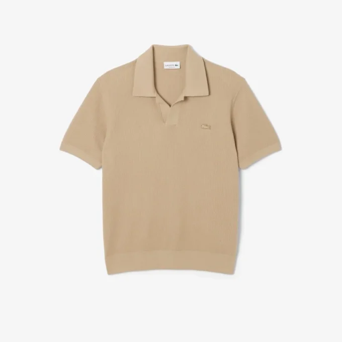 Herren-Pullover aus Baumwoll-Blend mit offenem Polokragen