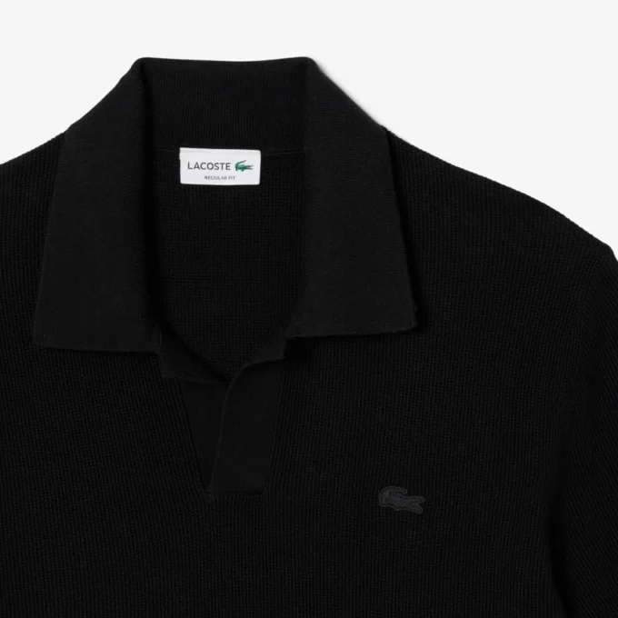 Herren-Pullover aus Baumwoll-Blend mit offenem Polokragen